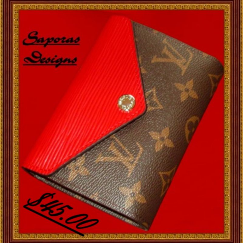 Image 0 of  Brown & Red Leather Mini Wallet For Women / Teens