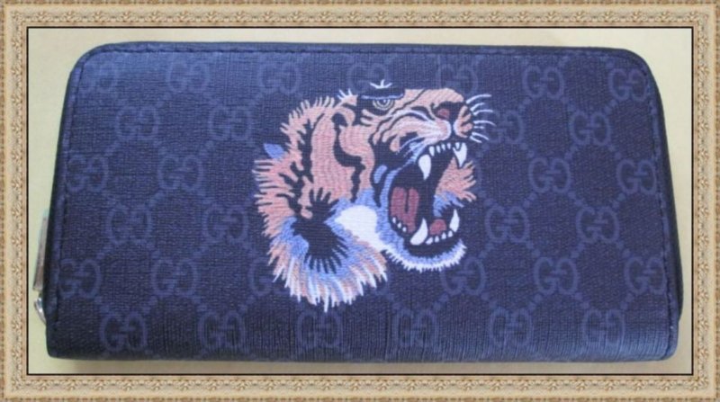 Image 0 of  Black Long Zippy Wallet With Tiger Design For Women