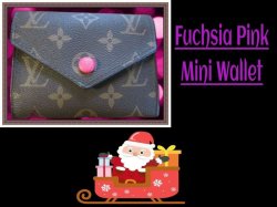  Fuchsia Pink & Brown Leather Mini Wallet For Women/Teens