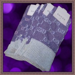 Purple & Silver Sparkle GG Logo Calf Fashion Socks For Girls/Teens