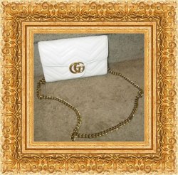 GG Logo White Leather Fashion Shoulder Handbag For Women Elegant Style
