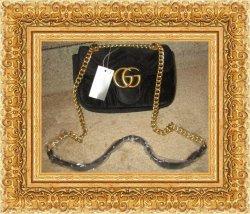 GG Logo Black Velvet Shoulder Fashion Handbag For Women Or Teens