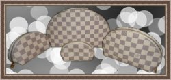  Set Of Four (4) Leather Cosmetic Bags For Women/Teens White & Gray
