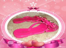Valentino Logo Fuchsia Pink Jelly Fashion Flip Flops Size 8.5 For Teens Or Women