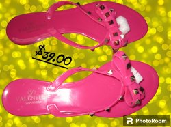  Fuchsia Pink Jelly Designer Theme Flip Flops Size 8.5 For Teens Or Women