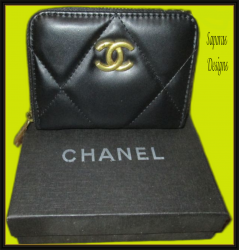 Black Leather Zippy Coin Purse For Women/Teens