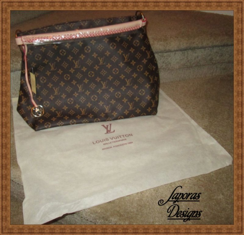 Image 0 of Brown Leather Large LV Louis Vuitton Monogram Theme Handbag