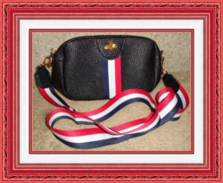 Red White & Blue Small Shoulder Leather Bee Handbag For Teens Or Women