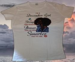 White T-Shirt Size XL December Girl Design For Women/Teens