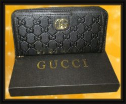 Black Leather Fashion Inspired GG Logo Gucci Wristlet For Teens/Women
