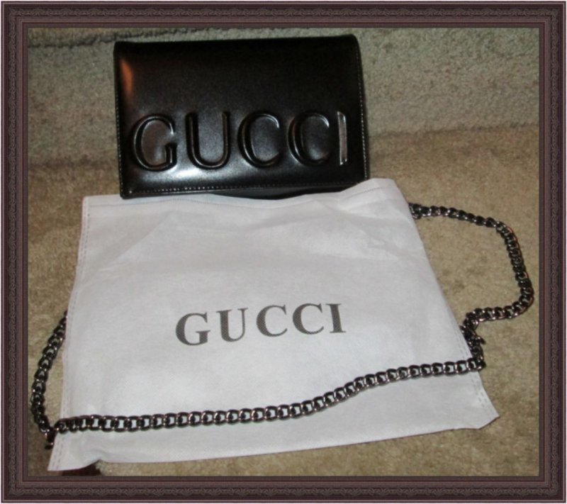 Image 0 of Black Leather Gucci GG Inspired Shoulder Handbag For Women / Teens