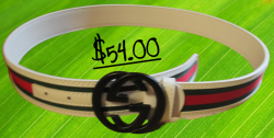 White Red & Green Leather Belt For Men/Teens Size 44
