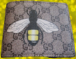 Brown Leather Bee Designer Theme Bifold Wallet For Men/Teens