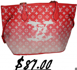 Red & White Leather Monogram Shoulder Handbag For Women/Teens