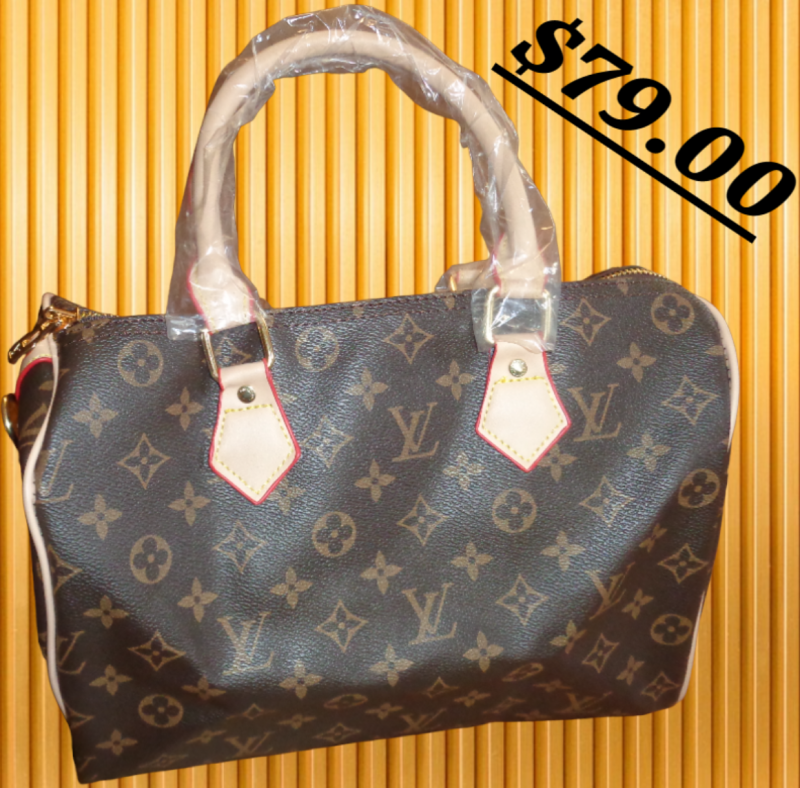 Image 0 of Brown Monogram Boston Leather Designer Theme Handbag For Women/Teens