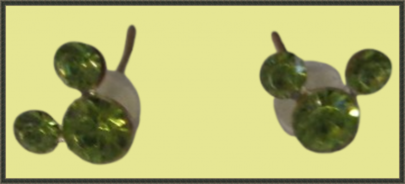 Image 0 of Green Crystal Stud Mouse Theme Earrings For Kids (Girls)