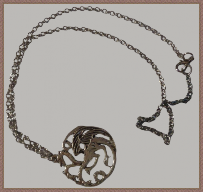 Image 0 of Silver Tone Dragon Theme Necklace Unisex Biker Gothic Punk Rock Style