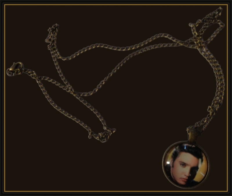 Image 0 of Antique Bronze In Color Elvis Theme Necklace For Women 