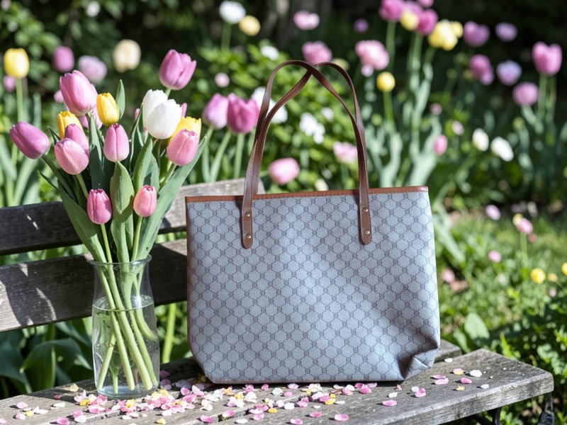 Image 1 of Brown Leather Hand Painted Handbag With Wristlet