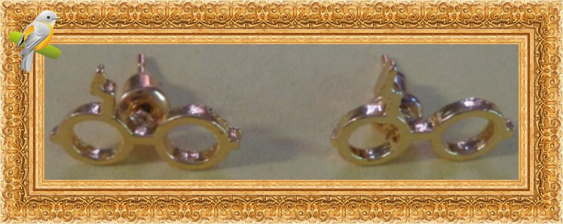 Image 0 of Gold Tone Harry Potter Glasses With Scar Theme Stud Earrings