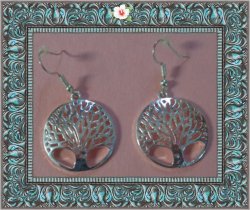925 Sterling Silver Tree Of Life Theme Dangle Earrings