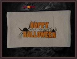 Happy Halloween Spider Web Cosmetic Accessory Pencil Bag With Heat Stamp