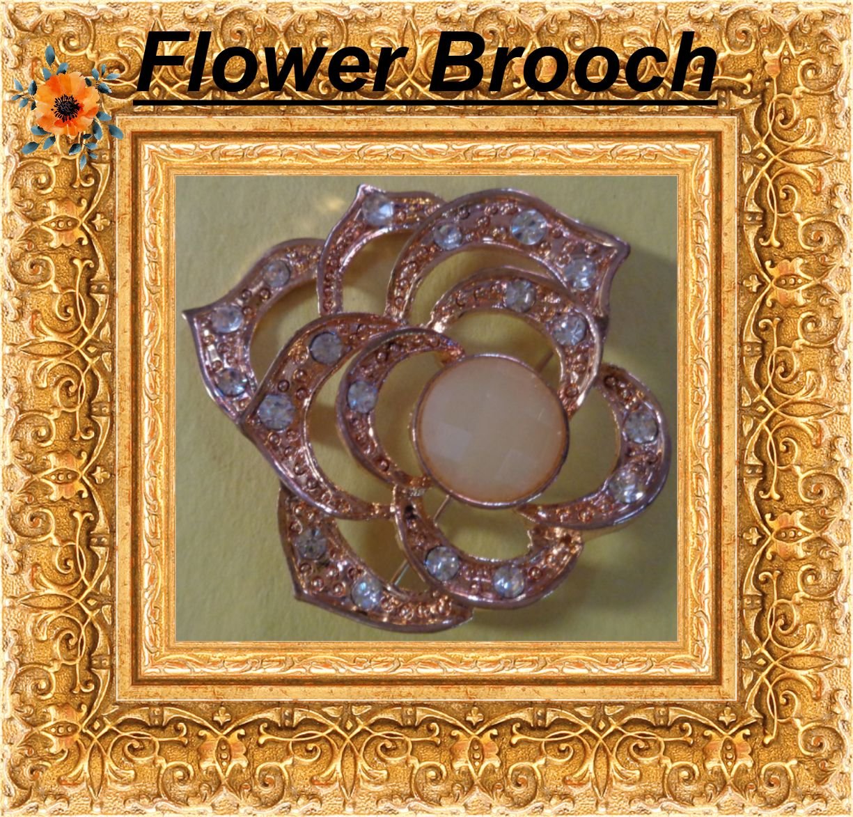 Image 0 of Gold Tone Flower Theme Brooch