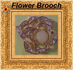 Gold Tone Flower Theme Brooch