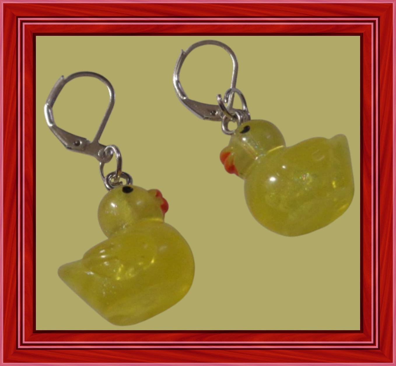 Image 0 of Yellow Duck Theme Dangle Earrings For Teens/Kids