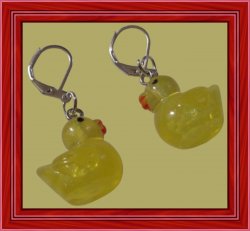 Yellow Duck Theme Dangle Earrings For Teens/Kids