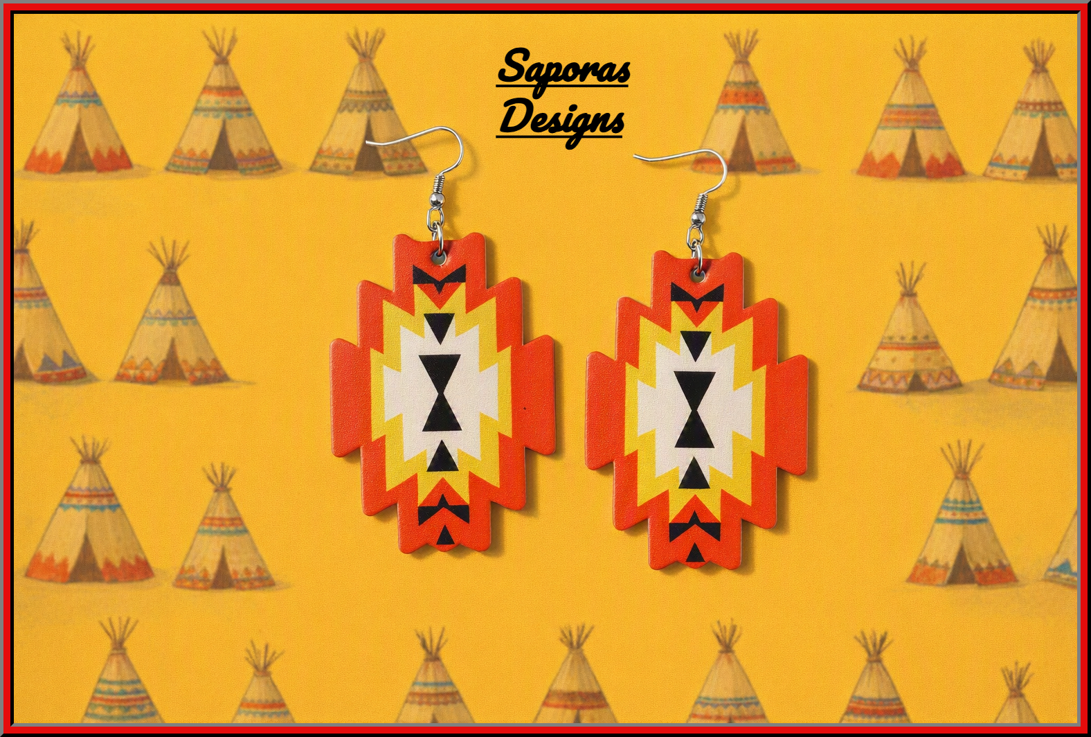 Image 0 of Colorful Native Ethnic Tribal Bohemian Dangle Leather Earrings