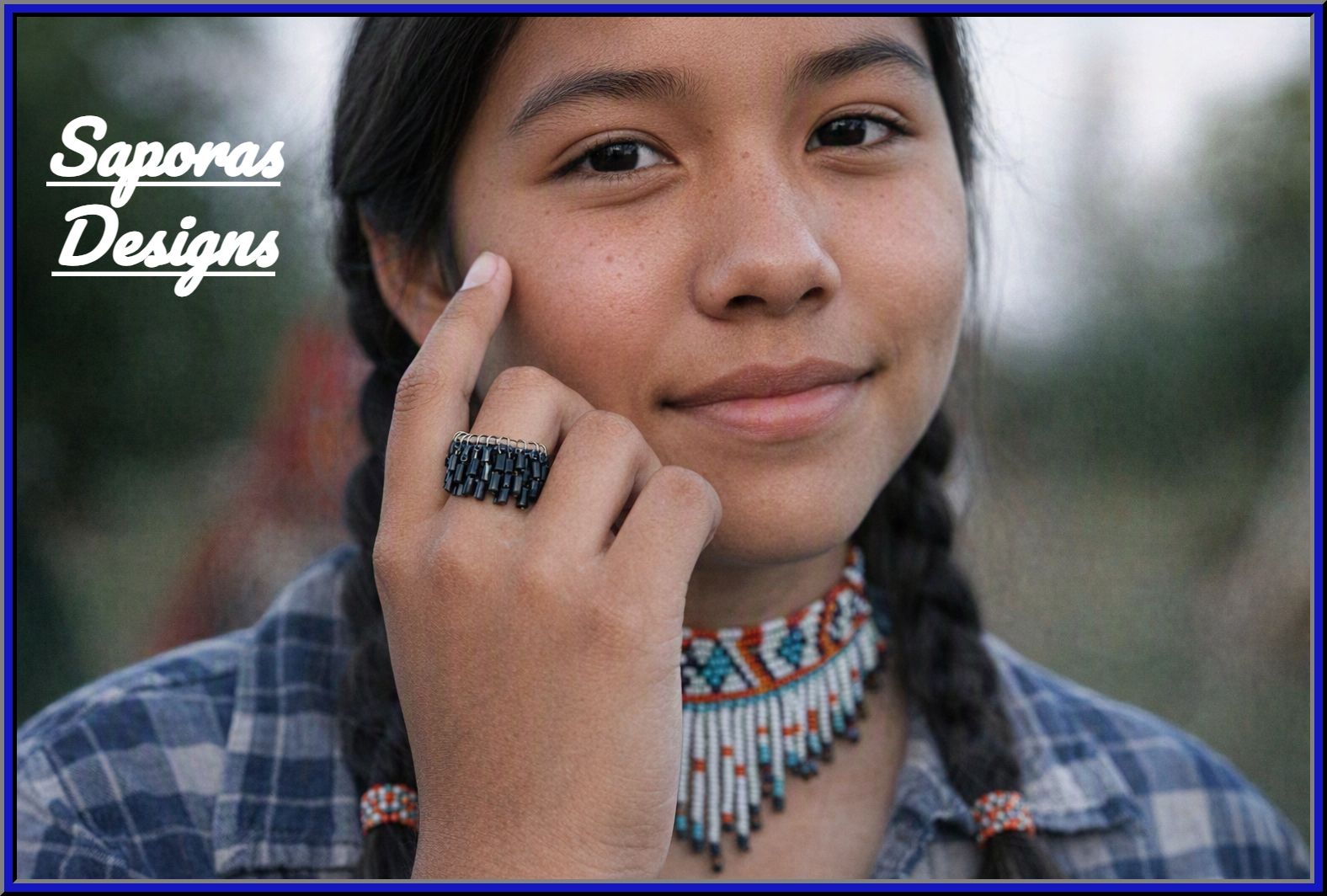 Image 0 of Native Ethnic Tribal Bohemian Theme Black Beaded Ring Size 7.5