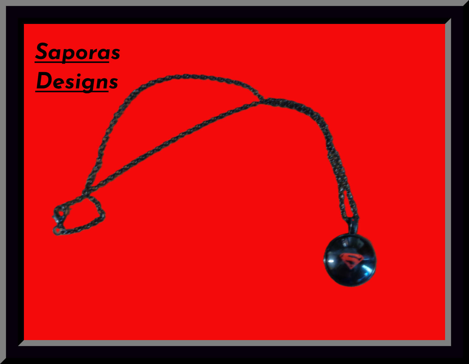 Image 0 of Super Man Theme Necklace Black Tone