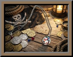 Silver Tone Johnny Depp Theme Necklace