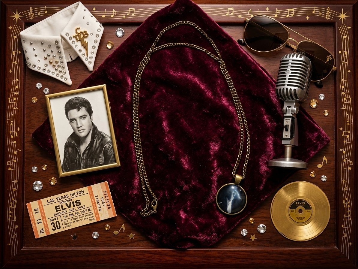 Image 0 of Bronze In Color Elvis Theme Necklace Unisex