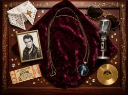 Bronze In Color Elvis Theme Necklace Unisex