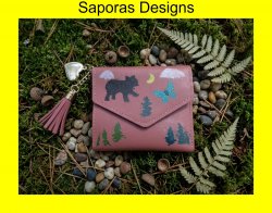 Brown Leather Hand Painted Nature Theme Mini Wallet