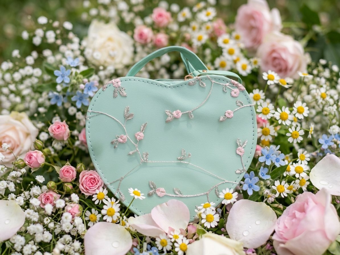 Image 0 of Green Heart Theme Handbag For Teen