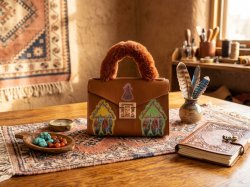 Brown Leather Hand Painted Dream Catcher Teepee Theme