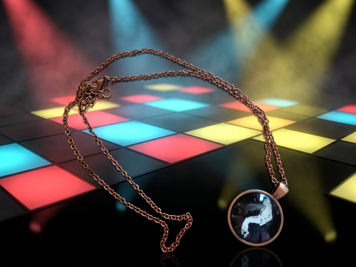 Image 0 of Antique Bronze Glow In The Dark Michael Jackson Theme Necklace Unisex