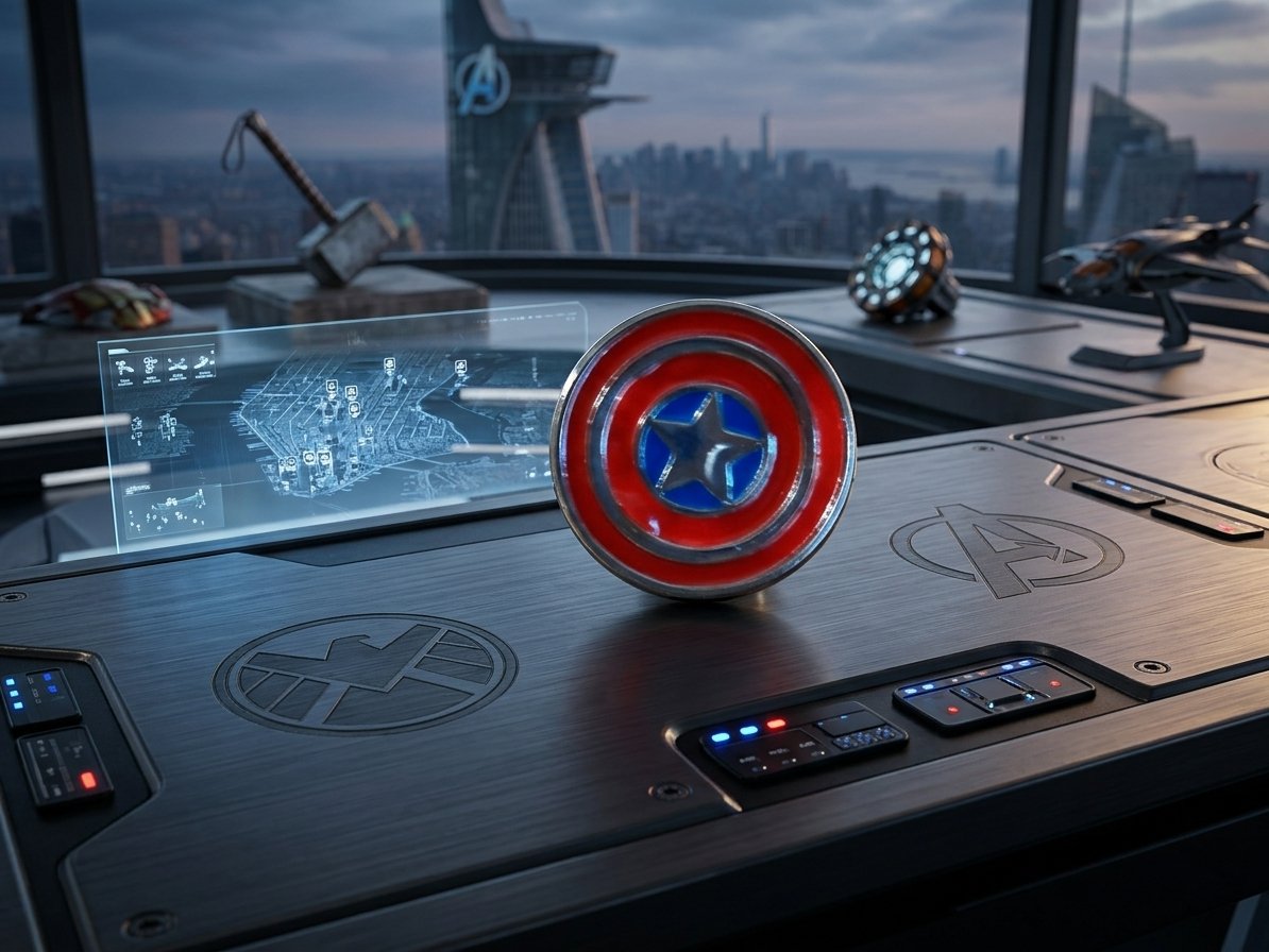 Image 0 of Red Silver & Blue Captain America Theme Tie Pin For Men