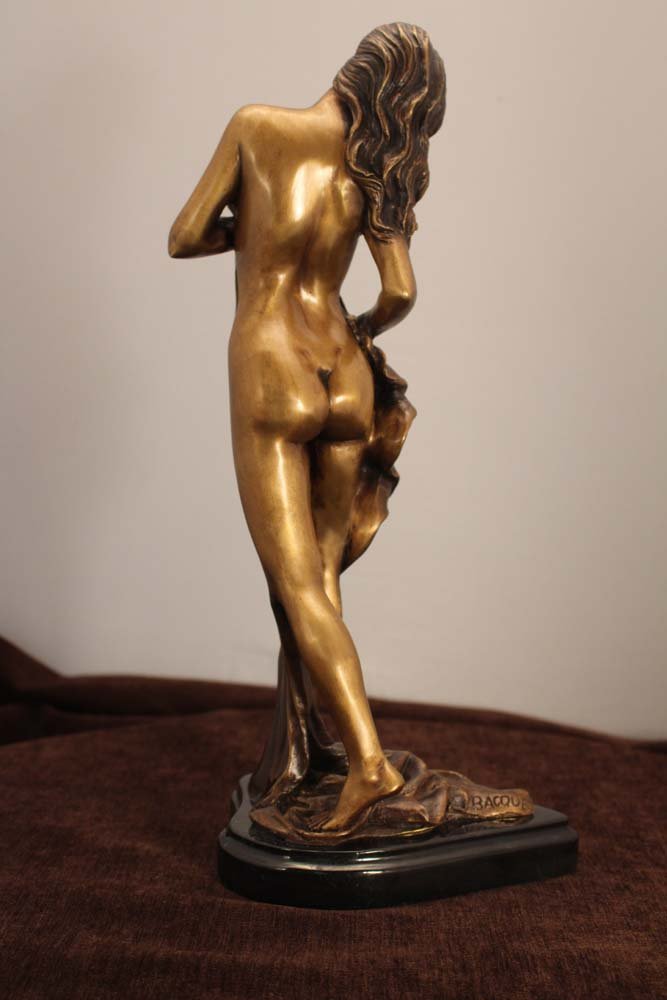 Image 2 of Modest Bronze Semi Nude Sinuous Body, Lost Wax Process on Polished Marble