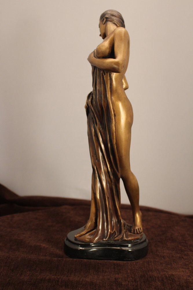Image 3 of Modest Bronze Semi Nude Sinuous Body, Lost Wax Process on Polished Marble