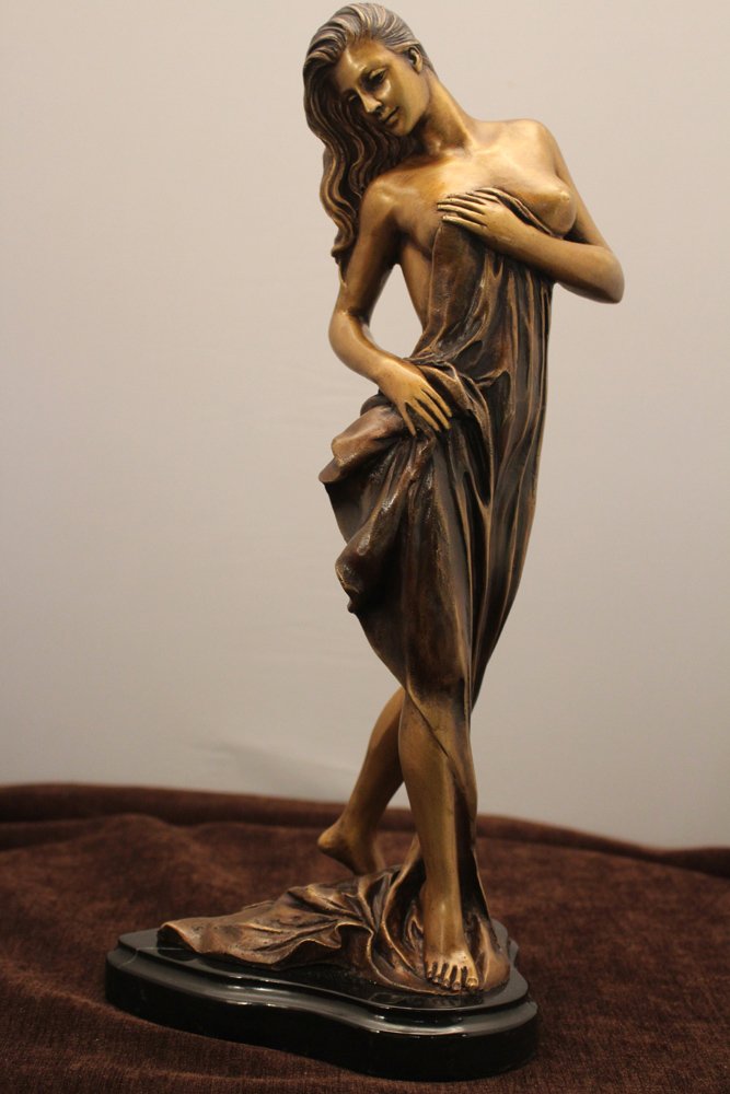 Image 4 of Modest Bronze Semi Nude Sinuous Body, Lost Wax Process on Polished Marble