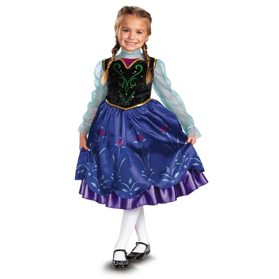Image 1 of Frozen Princess Anna Deluxe Blue Dress/Vest Child Costume Disguise 57005