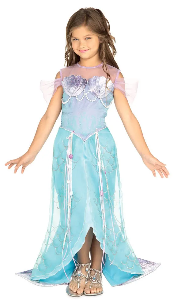 Image 0 of Beautiful Deluxe Blue Mermaid Princess Ariel Dress-up Costume Todd S M, Rubies