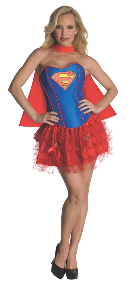Secret Wishes DC Comics Supergirl Corset And Tutu Costume, Red/Blue, S, M, L