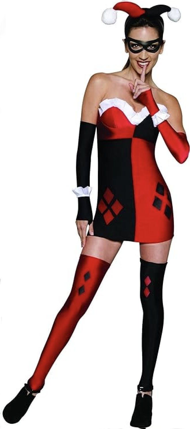 Image 1 of Secret Wishes Women's DC Comics Super Villains Harley Quinn, Multicolor, Small