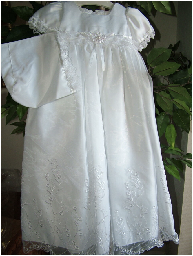 Image 1 of Baby Girls Embroidered Whites Christening Boutique Polyester Dress Set, S Square