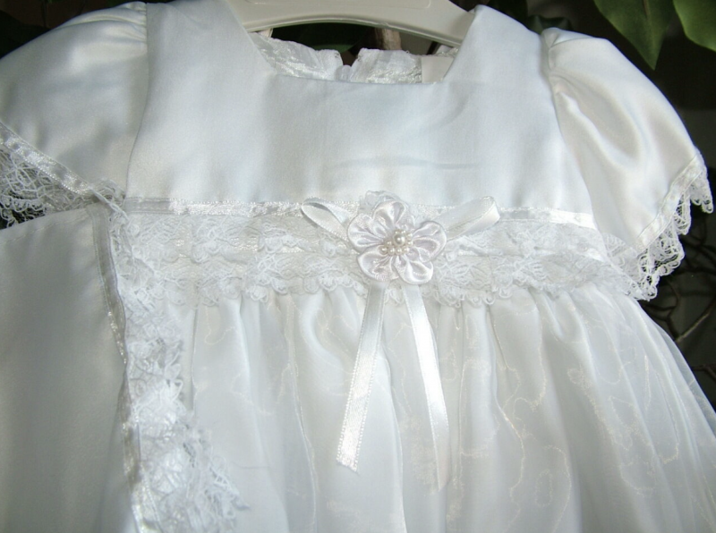 Image 2 of Baby Girls Embroidered Whites Christening Boutique Polyester Dress Set, S Square